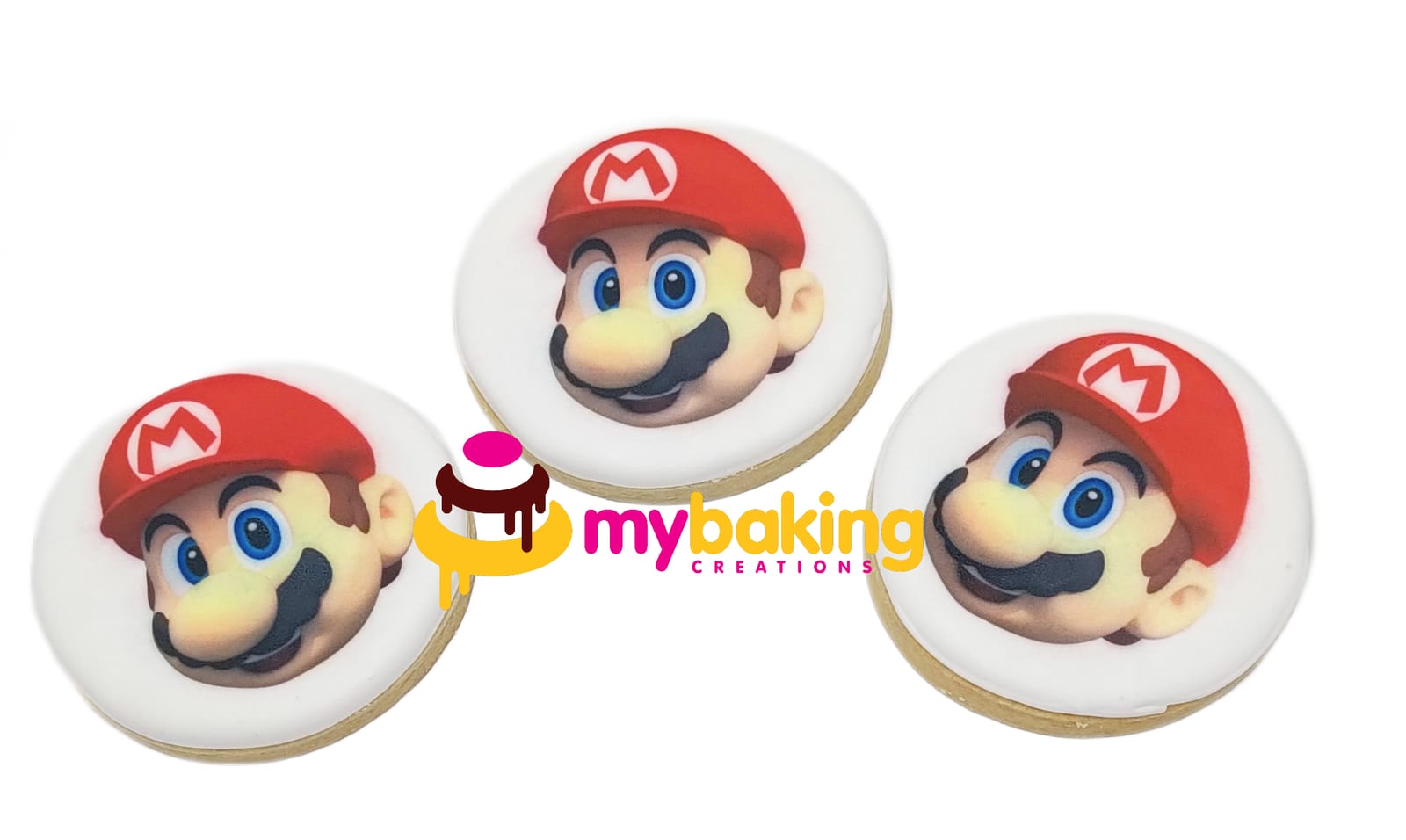 Mario themed printed cookies